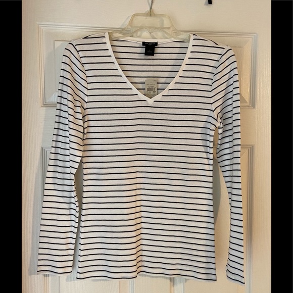 Ann Taylor Tops - Ann Taylor Black and White Stripped Long Sleeve Shirt Size S